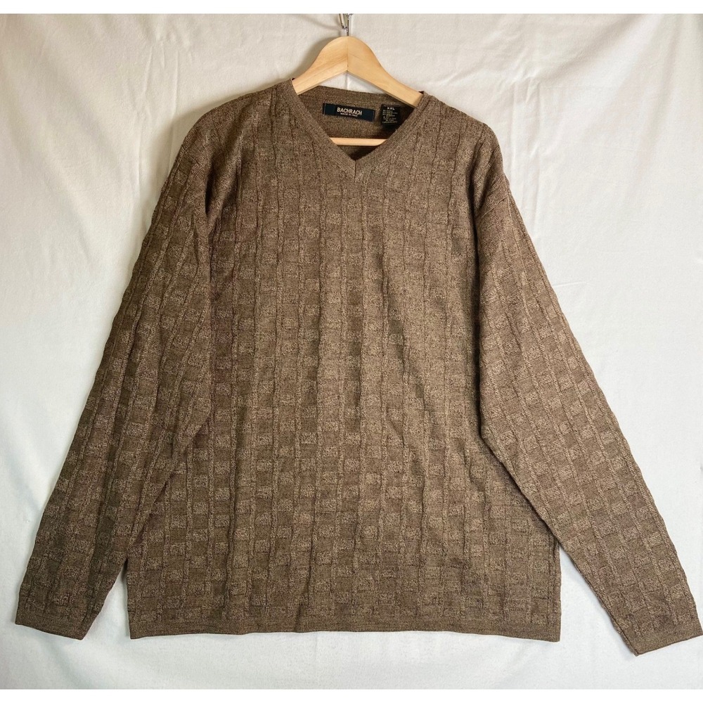 Bachrach Men V Neck Knit Sweater XXL Wool Cashmere Silk Blend Italian Luxury